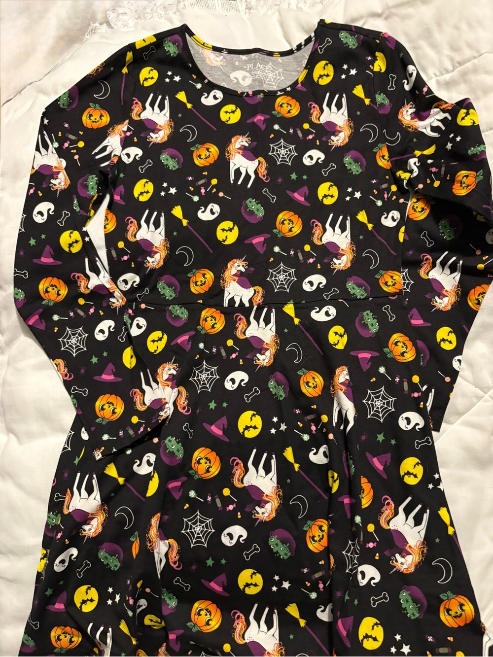 The Children's Place Black Halloween Unicorn Print Dress